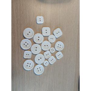 Lot Of Platice White Buttons,  Different Styles